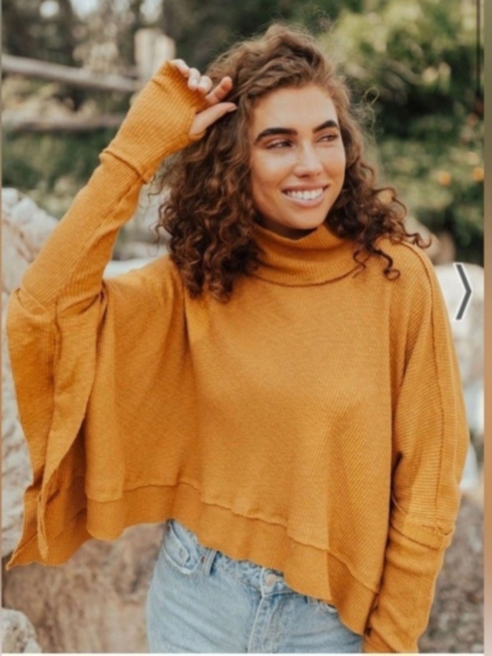 We The Free Golden Mustard Turtleneck Poncho Sweater Size Xs. Used.